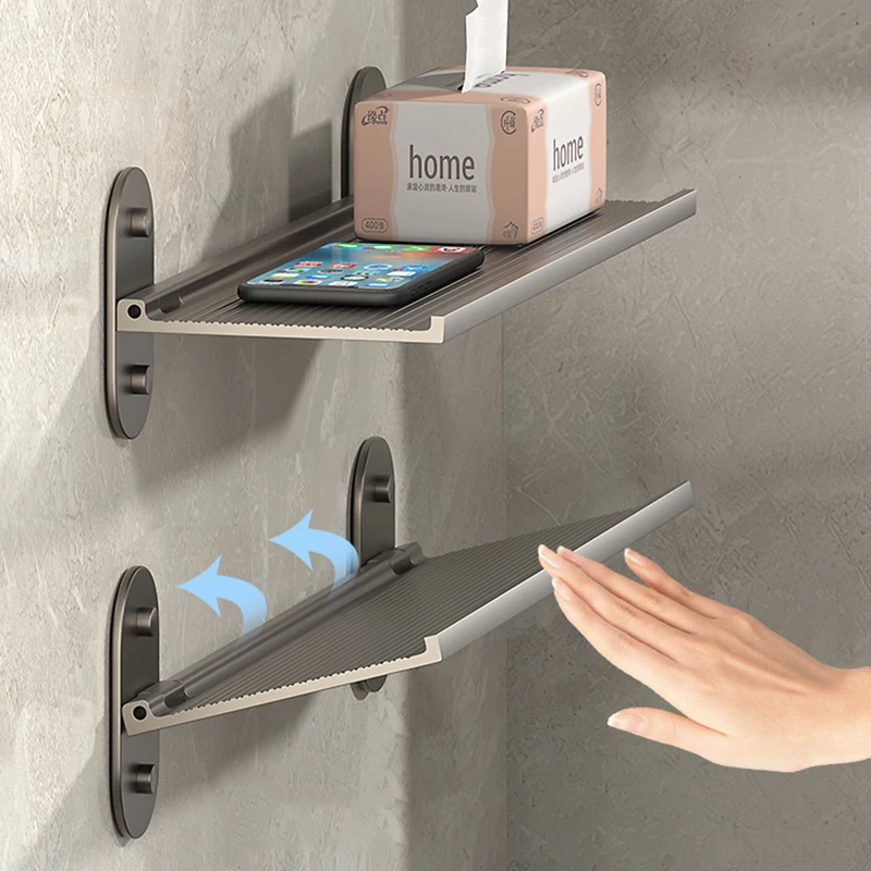 No Drill Shelf Folding Shelf Toilet Organizer Wall Mounted Shelf Storage Floating Shelves Storage Holders Storage Trays Large