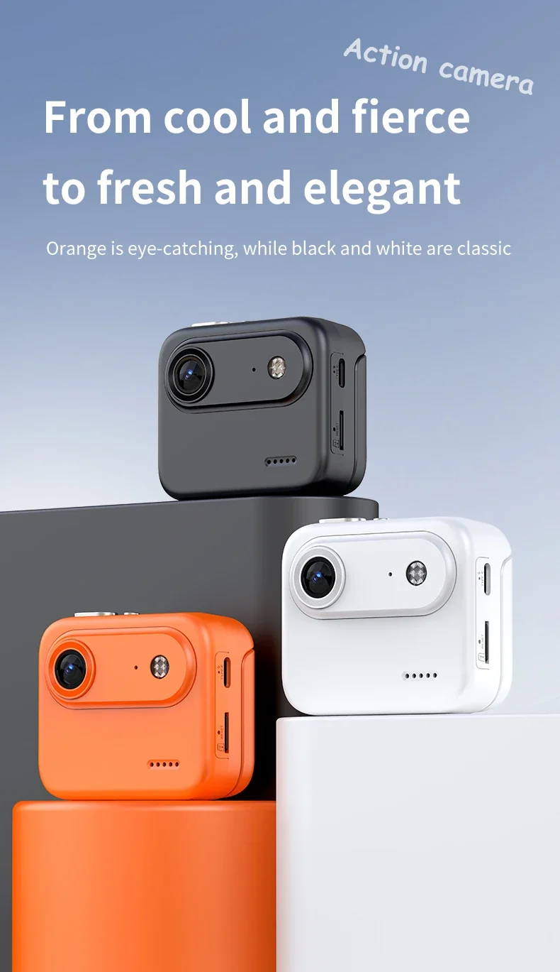 Action Camera Recorder Flip Screen 4K HD Ultra Clear Recording VLOG Anti Shake 143 ° Wide-angle Helmet Outdoor Mini Cam