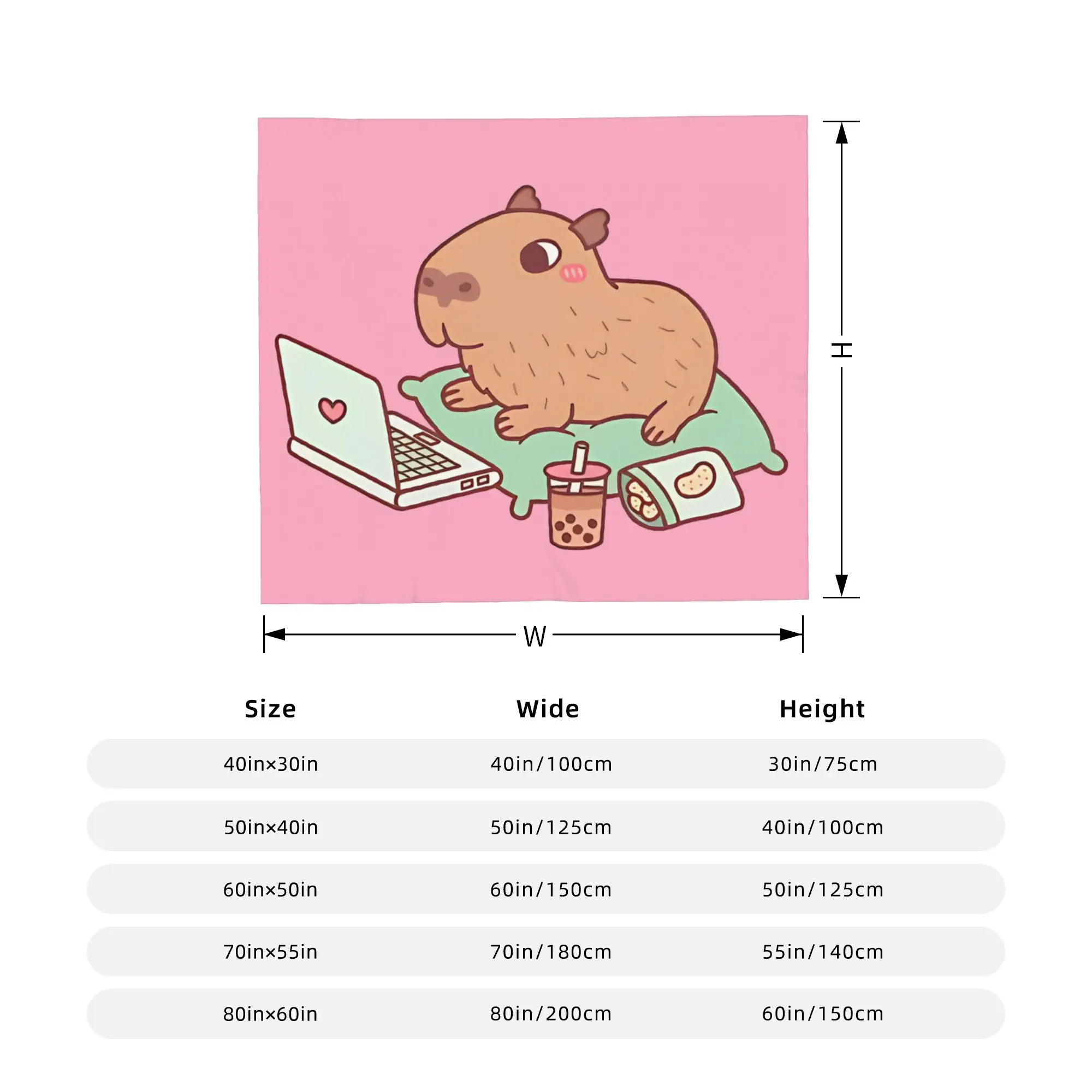 Cute Capybara Animal Blanket Fleece Spring/Autumn  Portable Super Soft Throw Blankets for Bed Bedroom Bedding Throws