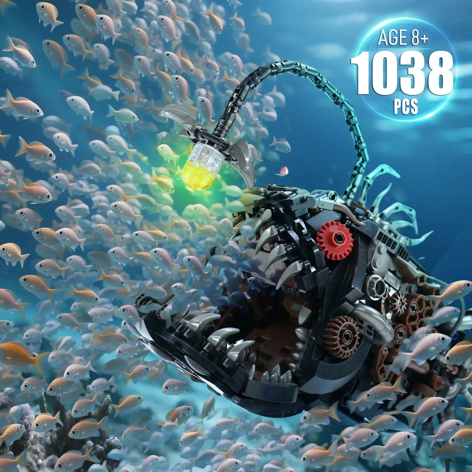 

Набор для сборки механического фонаря-рыбы из 1038 деталей, коллекция морских животных, игрушки для взрослых, декор для дома, STEM-конструктор, подарки для подростков и мальчиков