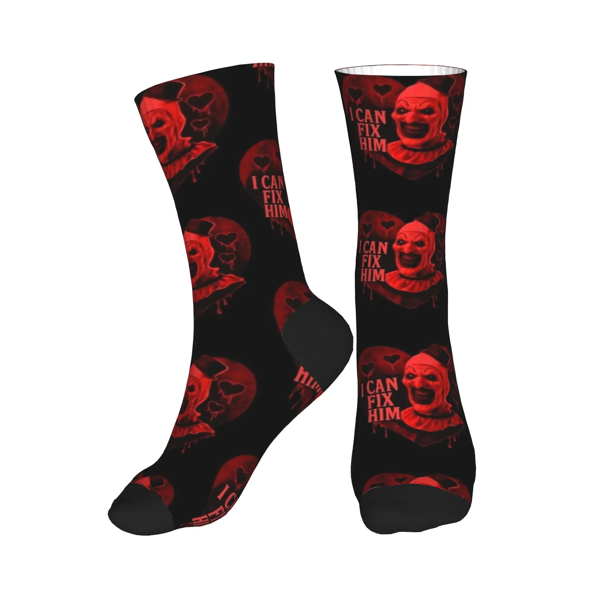 I Can Fix Him Terrifier Red Heart Socks  Korean Stockings Couple Soft Breathable Running Socks Autumn Pattern Non Slip Socks