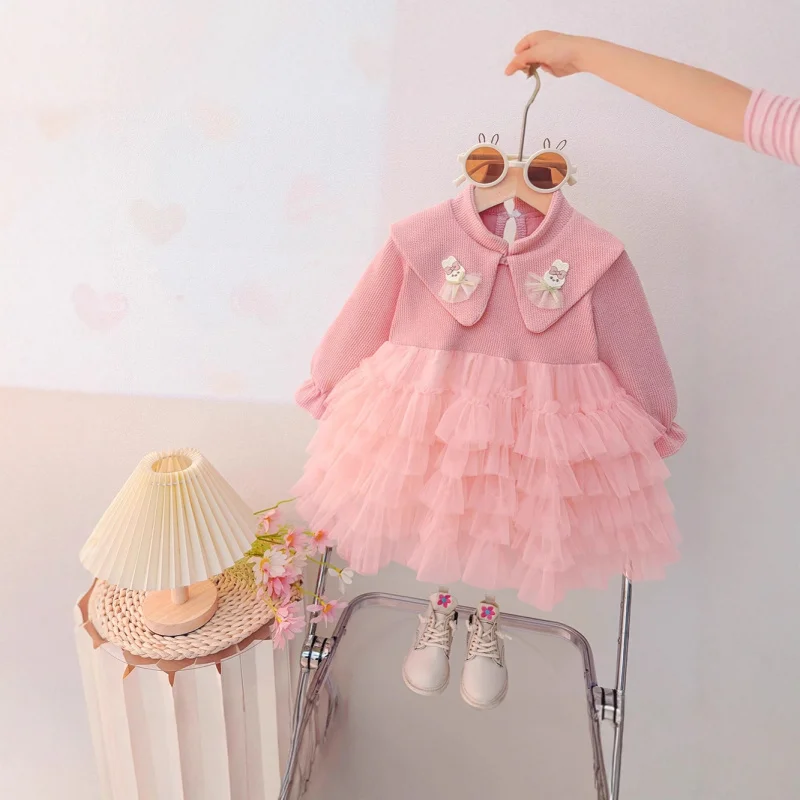 

Dropshipping Girls' Dresses2025Autumn and Winter New Baby Girl High-End Elegant Mesh Princess Dress