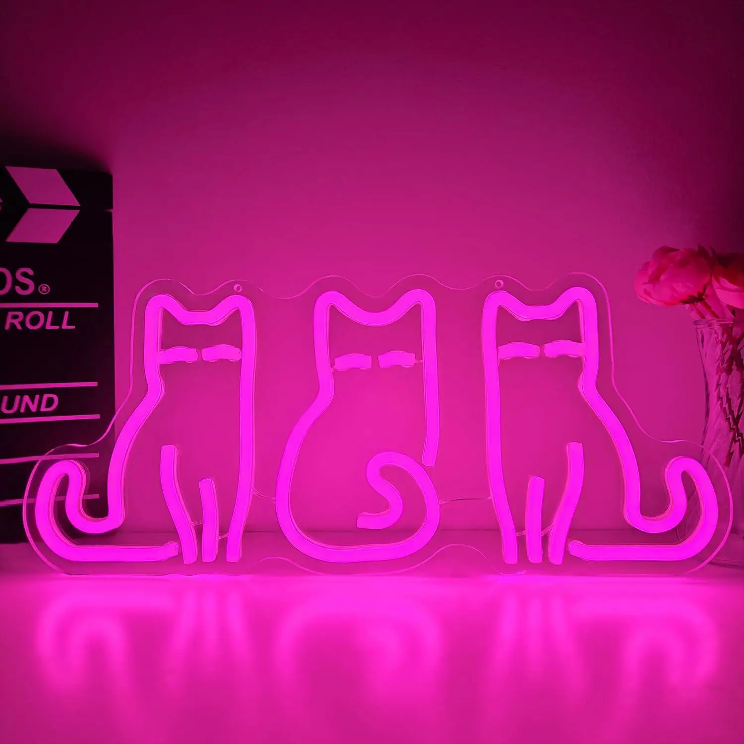 Three Cats Neon Sign USB Dimmable LED Neon Light for Minimalist Bedroom Living Room Home Wall Art Decoration Gifts for Kids