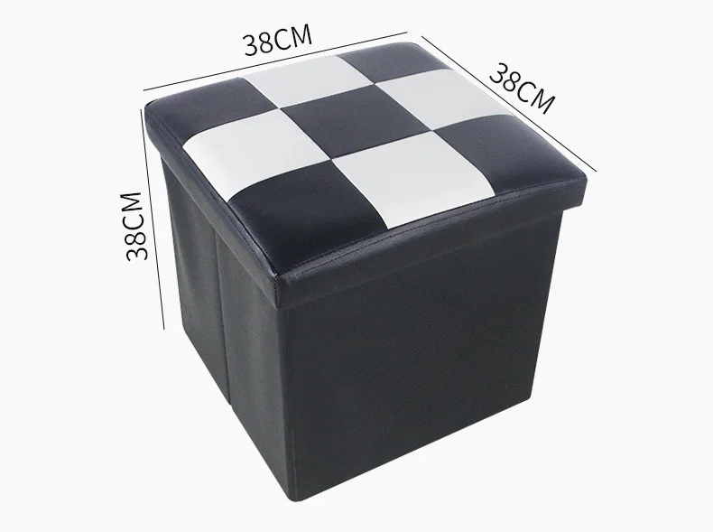 Checkerboard PU Leather Storage Stool, Storage Stool, Adult Foldable Leather Stool, Wholesale Storage and Sorting Box