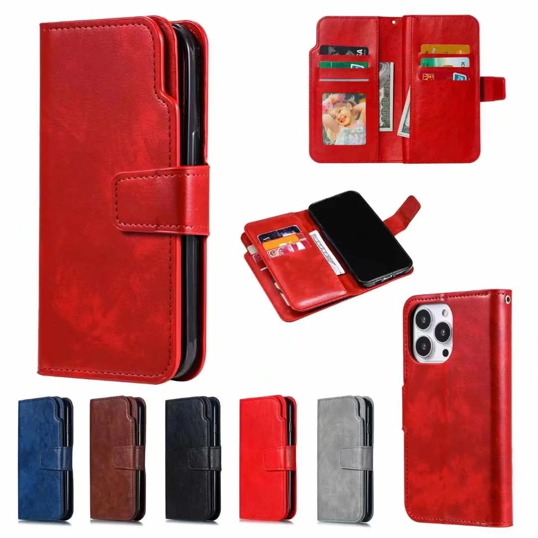 

Leather Nine Card Case FOR XIAOMI 13T 14T Pro FOR POCO X5 M6 Pro C65 5G Cases Flip Stand Holder Wallet Cover