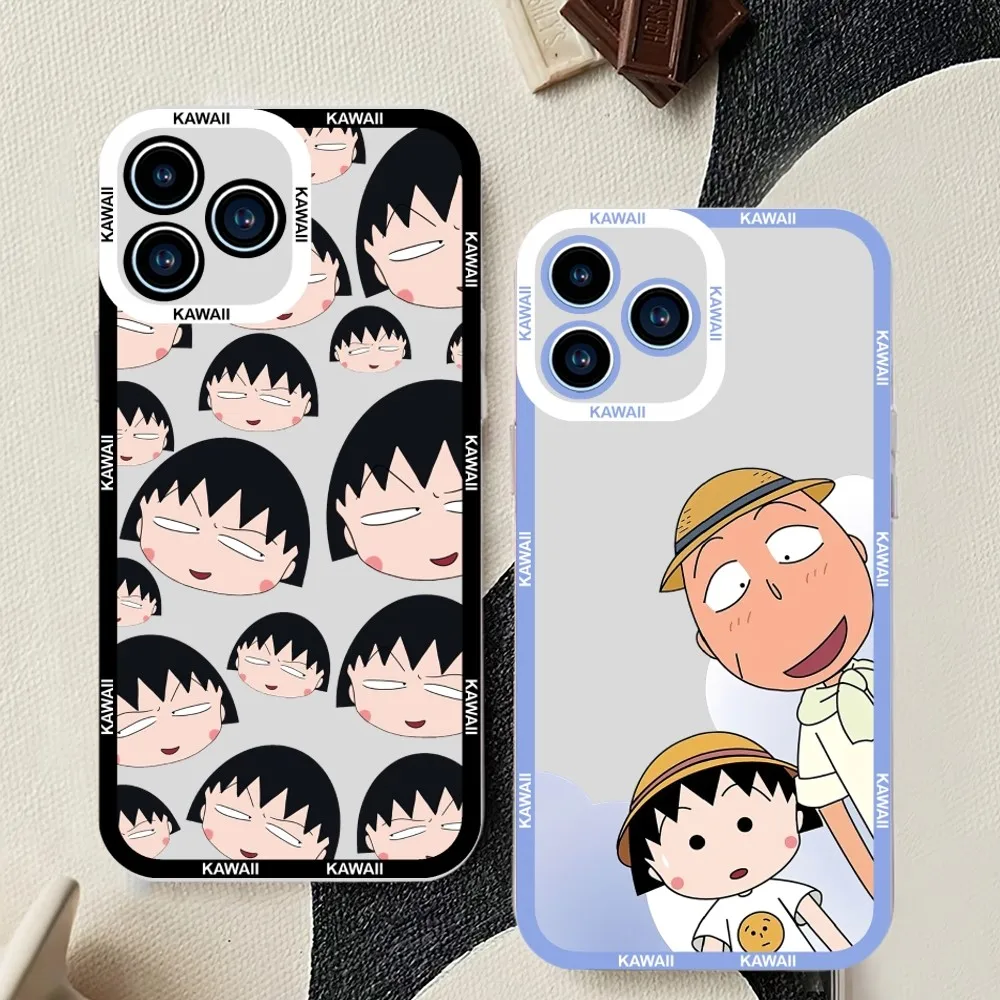 Catoon Chibi Maruko Chan Phone Case For iPhone 11 12 Mini 13 14 Pro Max Transparent Shell