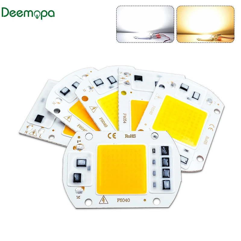 2-10pcs LED COB Lamp Chip 10W 20W 30W 50W Cold/Warm White AC110V 220V Input Smart IC Driver Fit for DIY Led Floodlight Spotlight