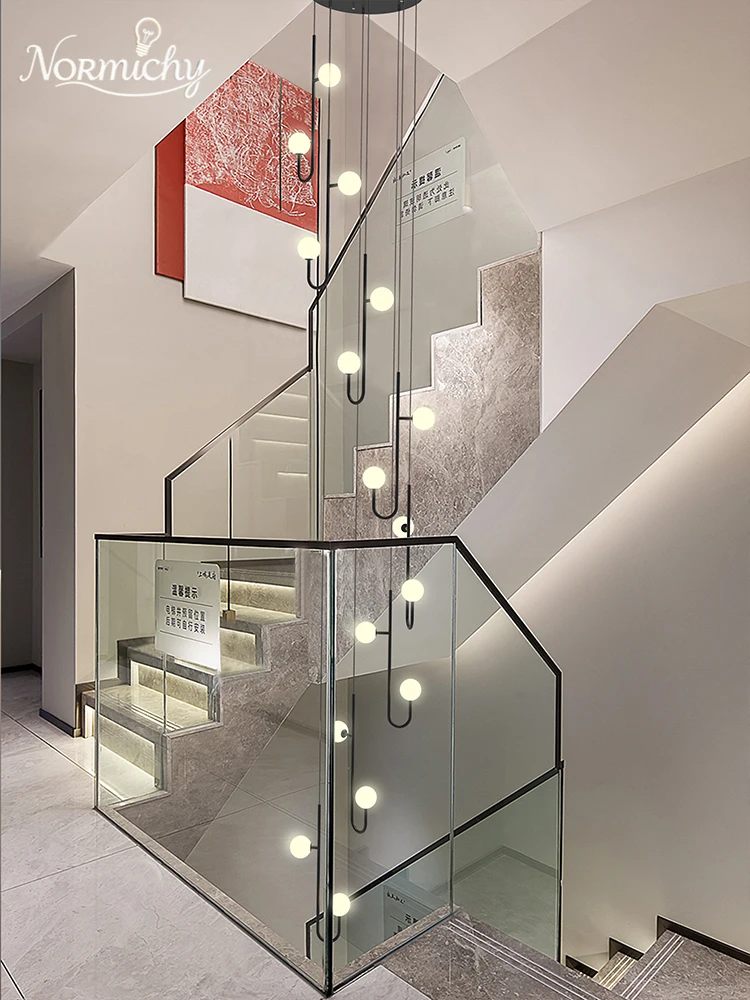 

Современная лестница для гостиной, светодиодный подвесной светильник, используемый для спирального освещения лестницы, роскошные светильники для гостиной виллы