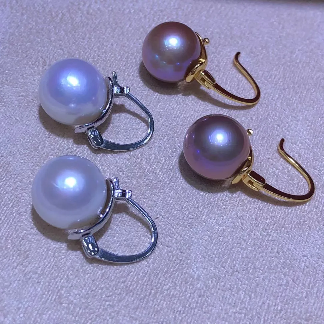 

Wholesale S925 Sterling Silver Earrings Mount Findings Settings Base Mounting Parts Accessory for 11-12mm Pearls 5 pairs/lot