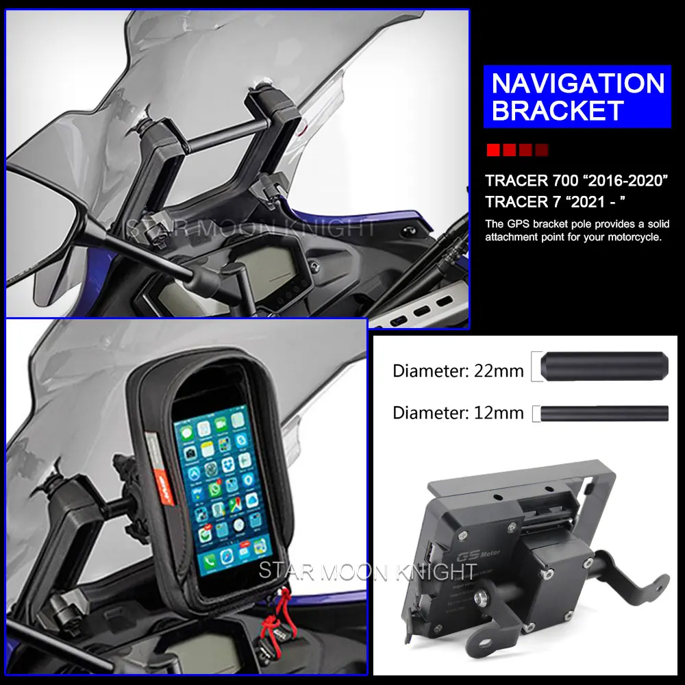 

Motorcycle Accessories Navigation GPS Bracket Board For YAMAHA TRACER700 Tracer 700 7 tracer7 2016 2017 2021 Mobile Phone Stand