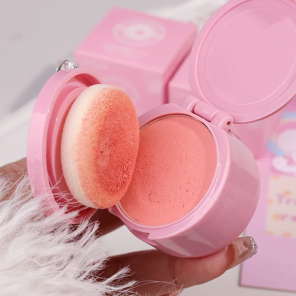 Monochrome Girl Blush with Powder Puff Makeup Natural Cheek Tint Blush Palette Peach Pink Cheek Contour Blush Korean Cosmetics