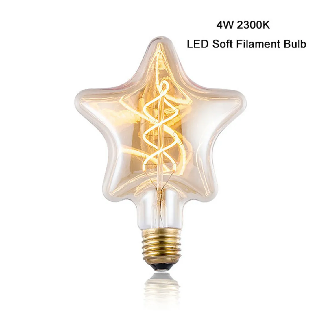 Dimmable 2300K 4W Five Star LED Soft Filament Edison Bulb E27 Retro Tungsten Incandescent Light Bulb Vintage Lamp For Decor