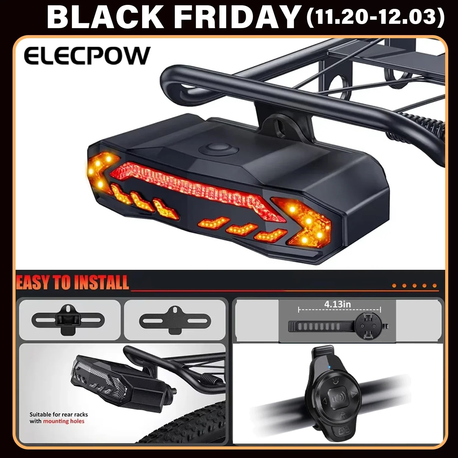 New Bicycle Burglar Alarm Taillight IP65 Waterproof USB Charge Scooter Bike Rear Lamp Turn Signal Warning Auto Brake Light