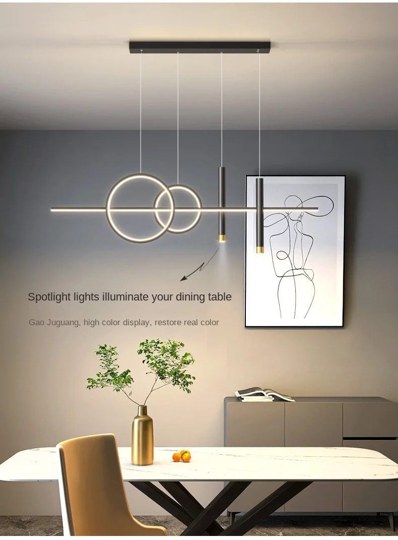 Restaurant Lichter nordischen Kronleuchter Licht Luxus minimalist ischen Esstische Barth eke Designer minimalist ische Streifen beleuchtung – Detail 4