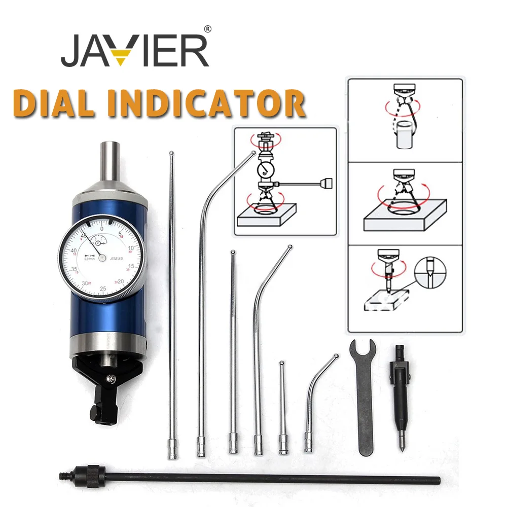 1Set Coaxial Centering Dial Test Indicator Set 0-3mm Center Finder Milling Tool 0.01mm Accuracy with Wooden Box Measuring Tool