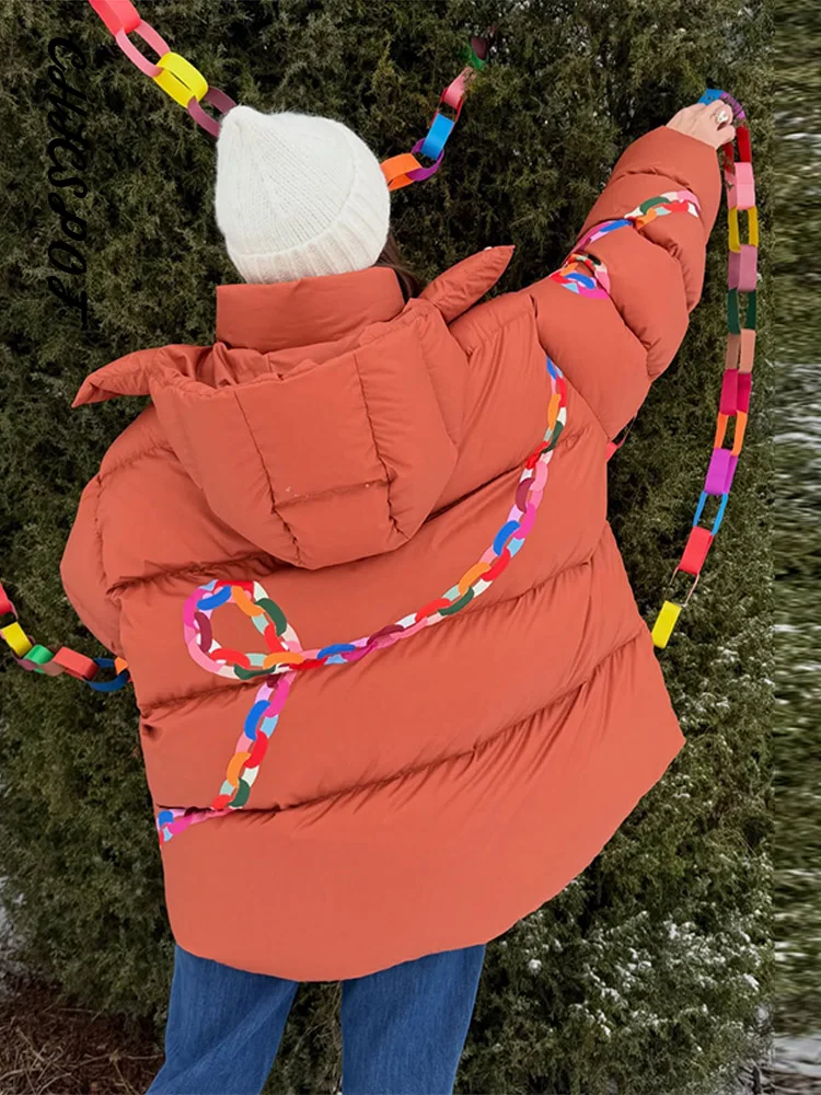 Women’s Oversized Coats Print Hooded Padded Jackets Winter Female Stand Collar Long Sleeve Zipper Loose Puffy Coat New Outerwear 2 Women's Oversized Coats Print Hooded Padded Jackets Winter Female Stand Collar Long Sleeve Zipper Loose Puffy Coat New Outerwear 2