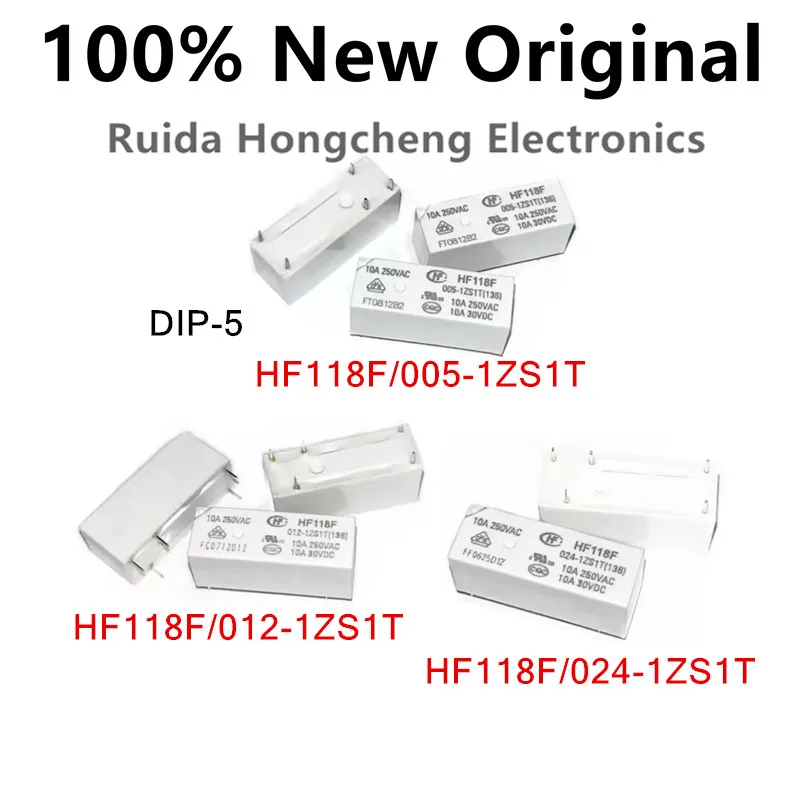 

10PCS/Lot HF118F-005-1ZS1T 、HF118F-012-1ZS1T 、HF118F-024-1ZS1T DIP-5 New power relay HF118F/012-1ZS1T 、HF118F/024-1ZS1T