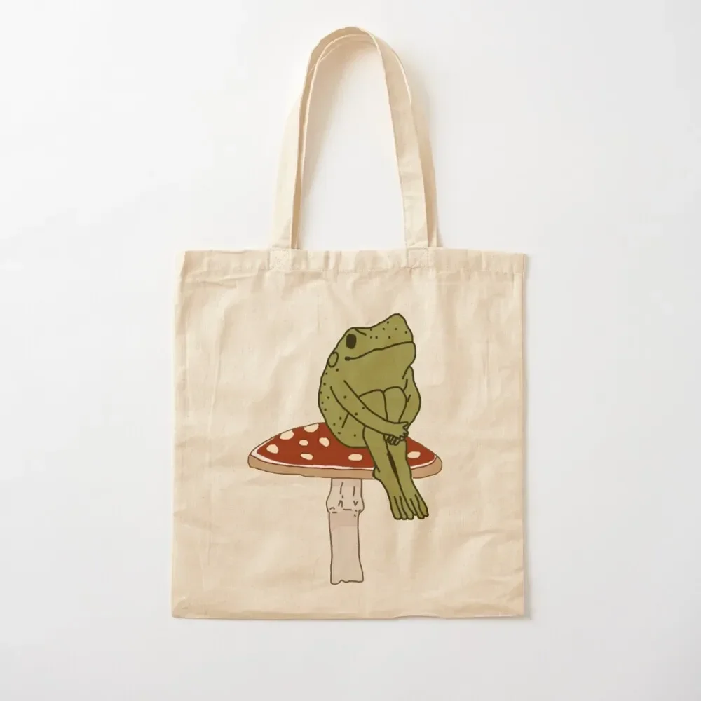 

frog on mushroom Tote Bag bags for women custom bags Tote Bag
