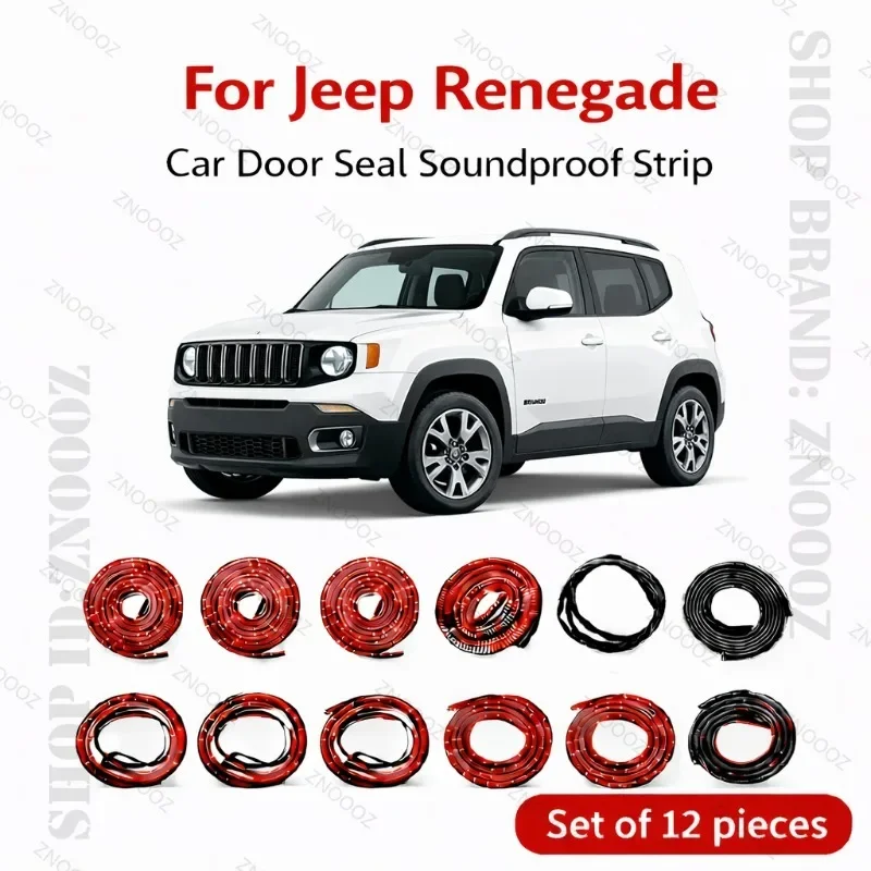 

For Jeep Renegade Car Door Seal Strip Rubber Double Layer Soundproof Dustproof Waterproof Door Weatherstrip 12PCS Set