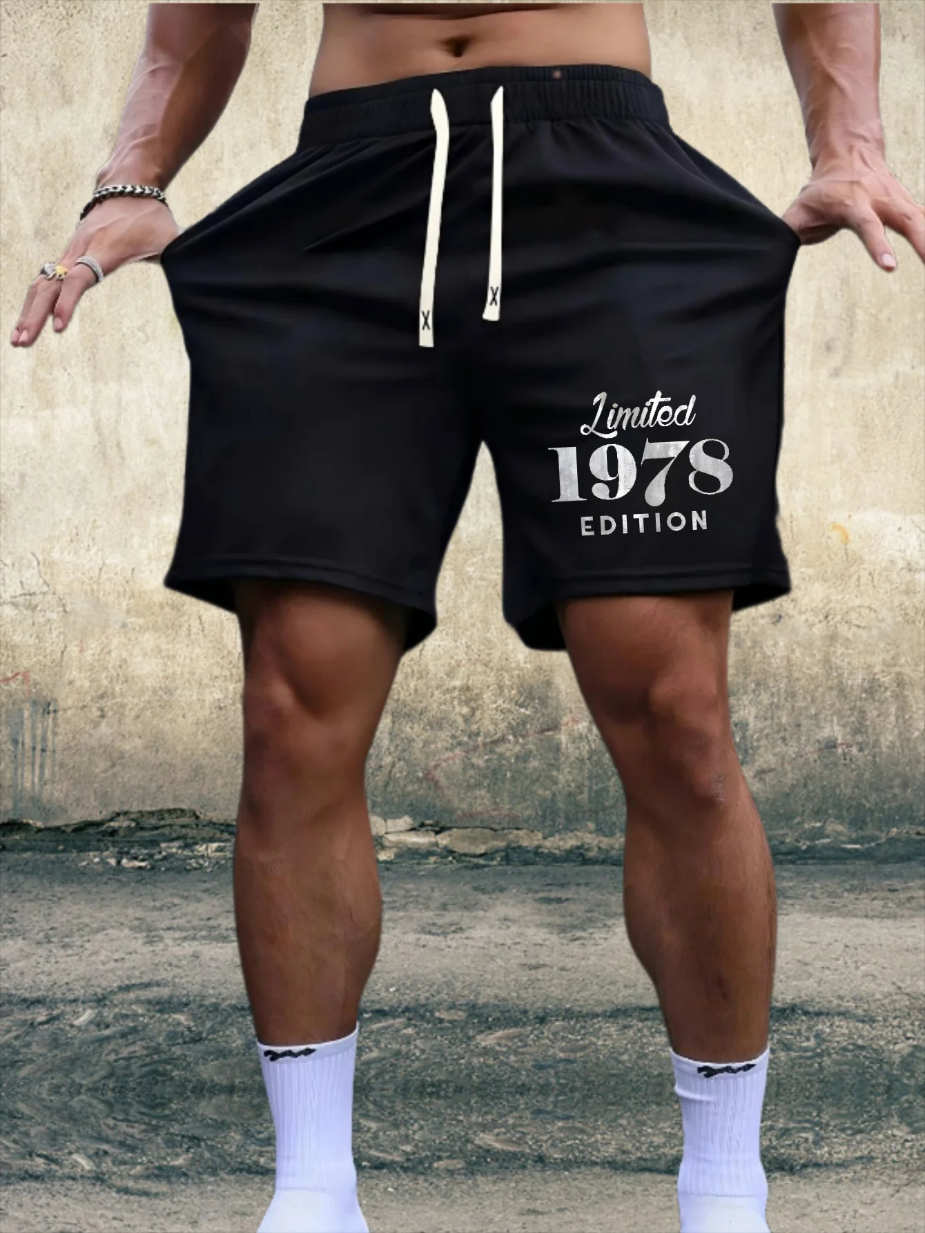 

Памятные мужские повседневные шорты 1978 года — с ретро-принтом в виде букв, эластичным поясом на шнурке, для летних пробежек, занятий спортом на открытом воздухе и фитнеса