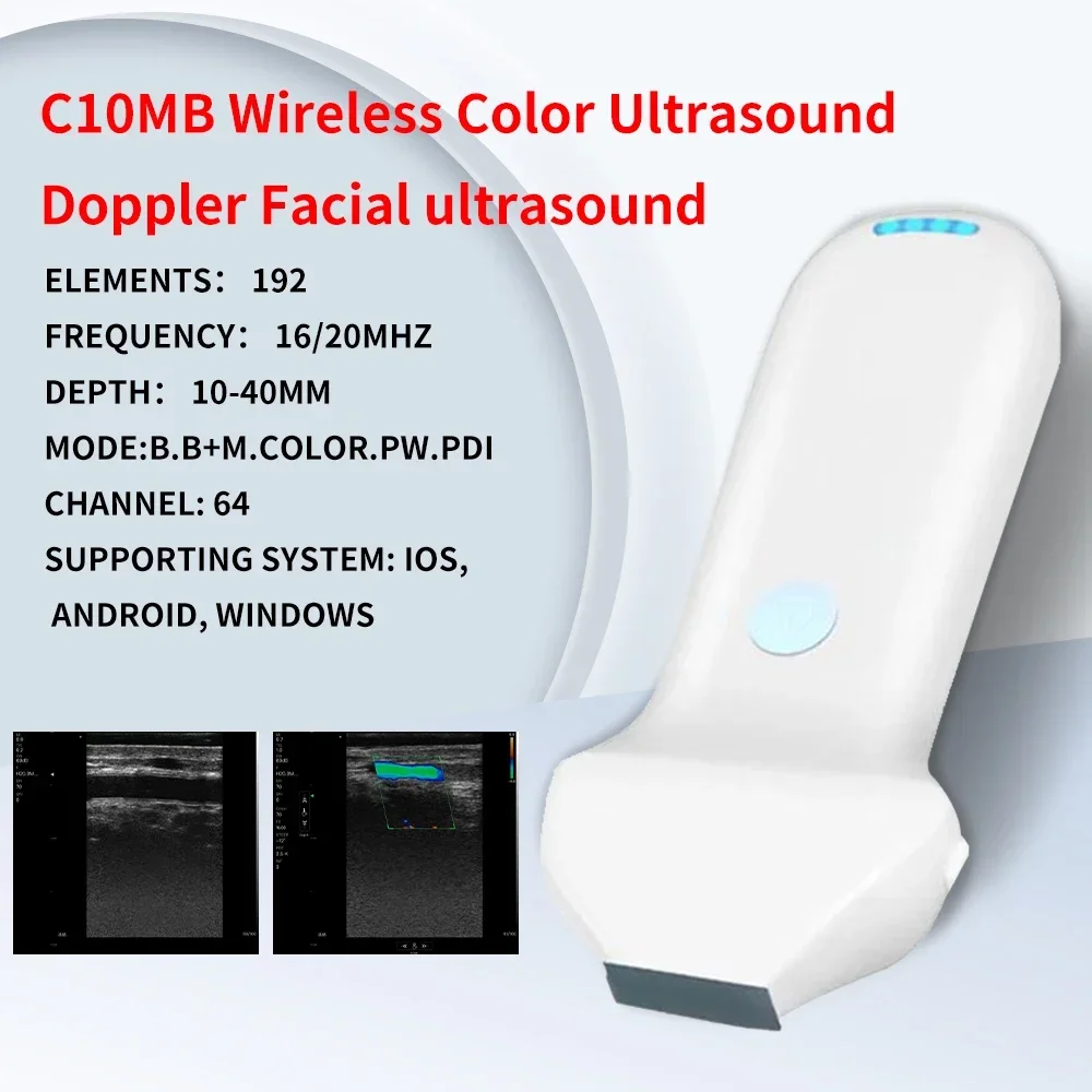 

192E Wireless Facial Ultrasound Probe Color Ultrasound Doppler High Frequency Linear Probe Support IOS Android Windows.