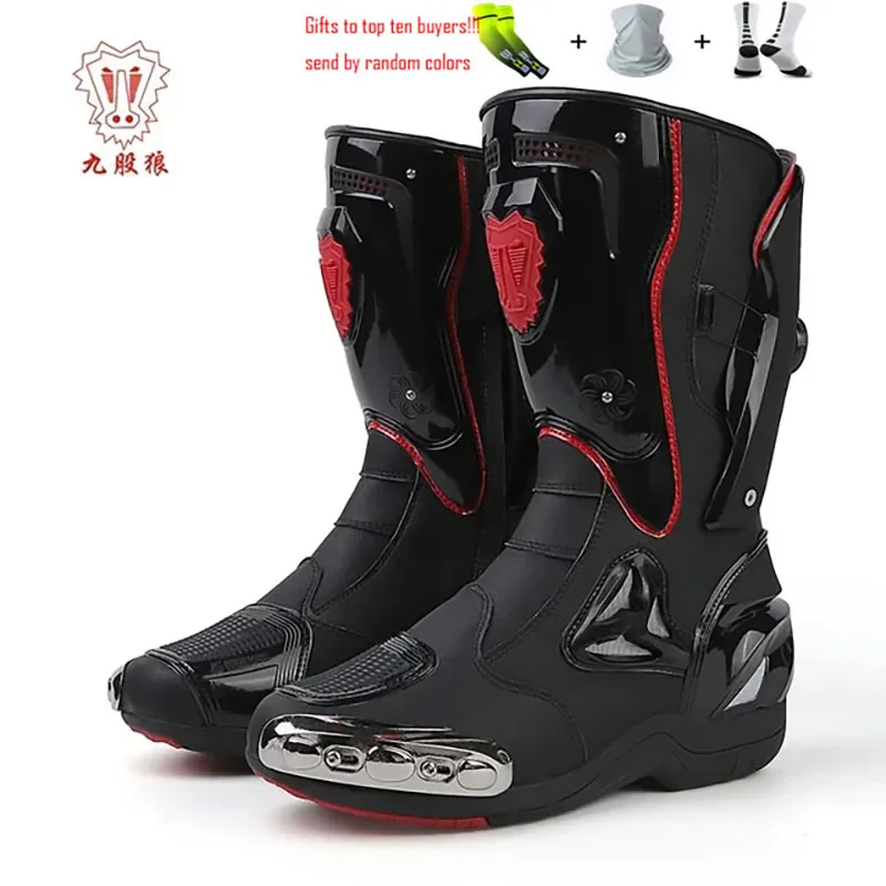 Men's Motorcycle Track Riding Shoes Motorcycle Boots Thickened Nanofiber Upper Rubber Anti Slip Outsole Breathable Mesh botas