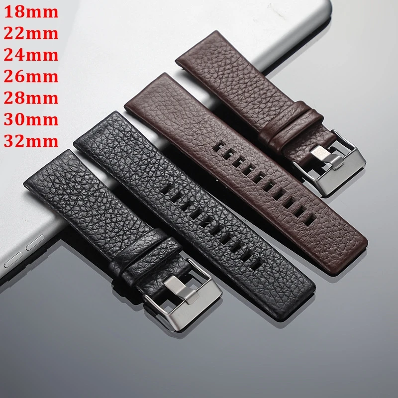 18mm 22mm 24mm 26mm 28mm 30mm 32mm Surface Cowhide For Diesel DZ4542 4323 7313 7395Watchband Watch Strap Bracelet Band Wristband
