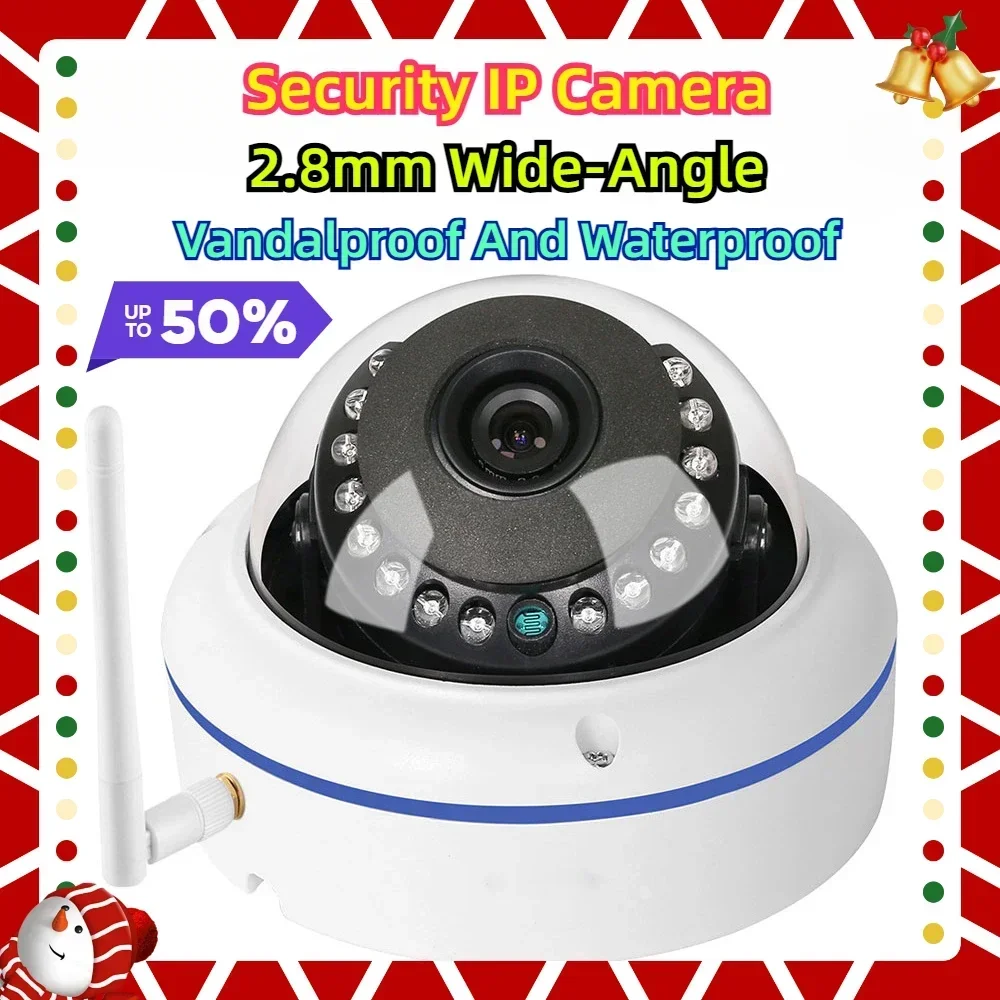 

4MP Vandalproof And Waterproof Dome Metal Video surveillance iCSee Wifi 2.8mm Wide-Angle Iens Security IP Camera Audio