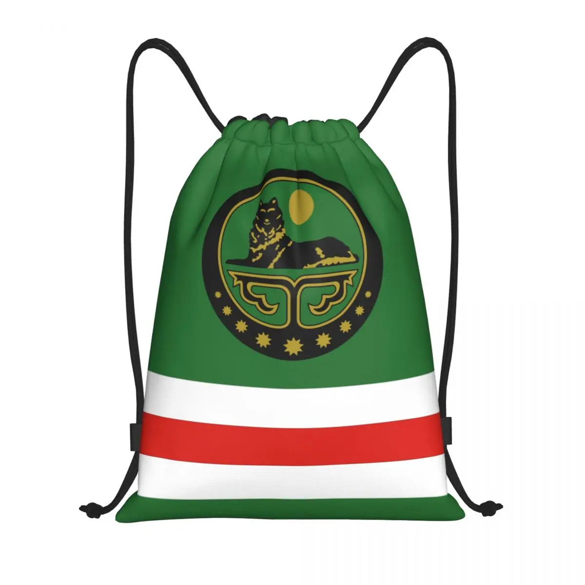 Custom State Flag Of Chechen Republic Of Ichkeria Drawstring Bags Women Men Lightweight Sports Gym Storage Backpack