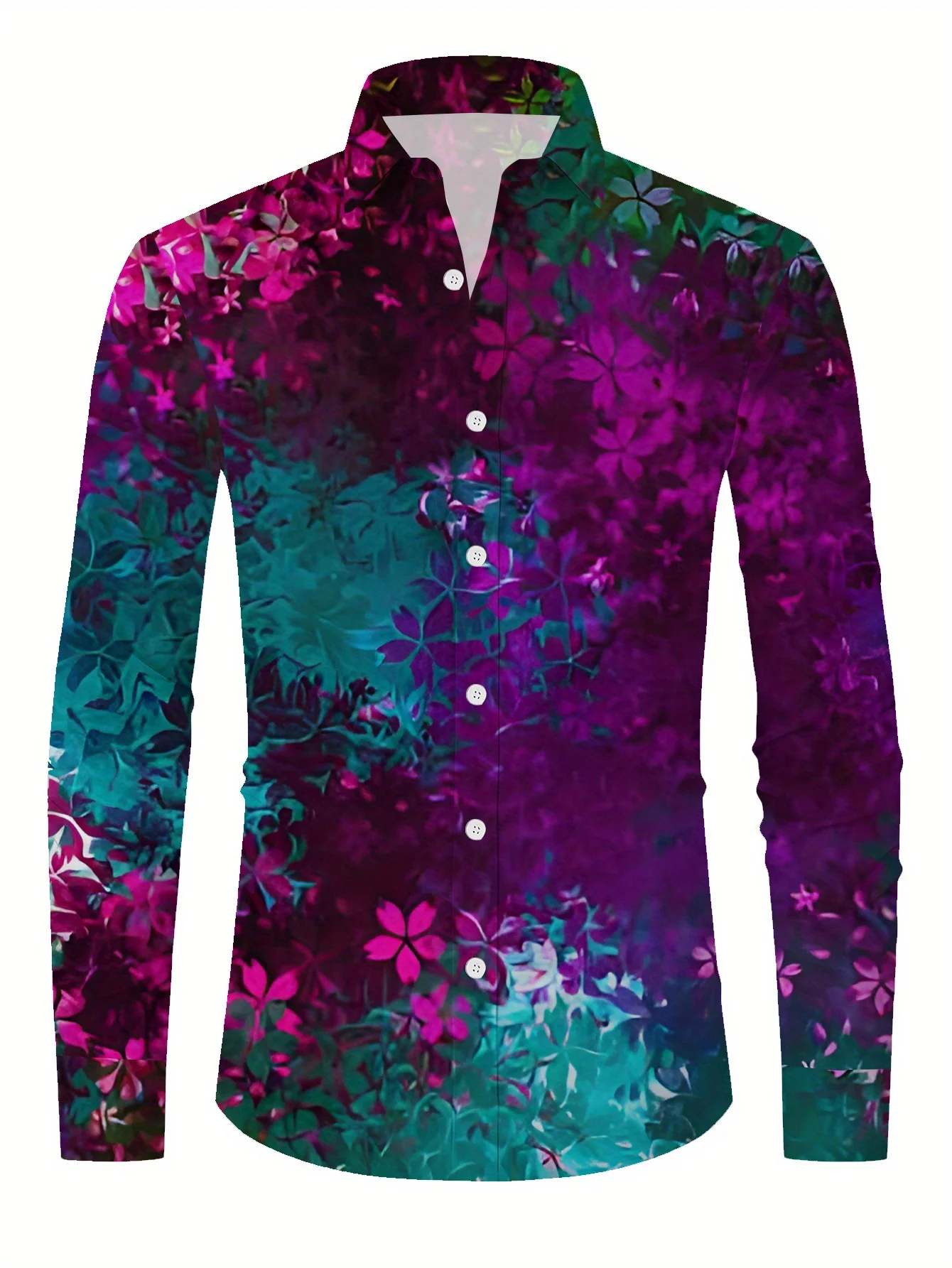 

Men's Long Sleeve Dress Shirt with Bold Abstract Print - Vibrant Green, Classic Point Collar, Regular Fit, 2025