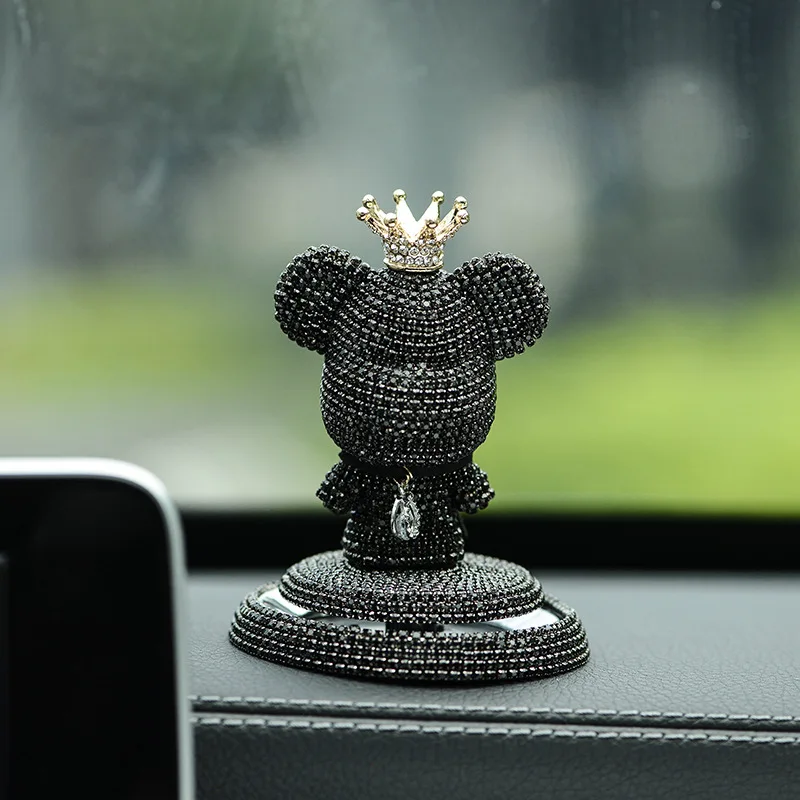 Car Ornaments Cartoon Net Red Diamond Encrusted Violence Bear Car Fragrance Big Head Bear Perfume Seat Creative Car Jewelry