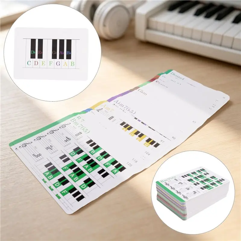 B48B-Piano Chord Piano Chords Chart Flash Cards For 120 Chords,Fun Educational Flash Cards For Piano, Music Learners