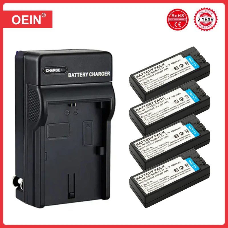 4Pcs 1000mAh NP-FC11 NP-FC10 FC11 FC10 Battery for Sony Cyber-shot DSC-P10 P12 P2 P3 P5 P7 P8 P9 V1 F77A FX77 DSC-P10L DSC-P8L