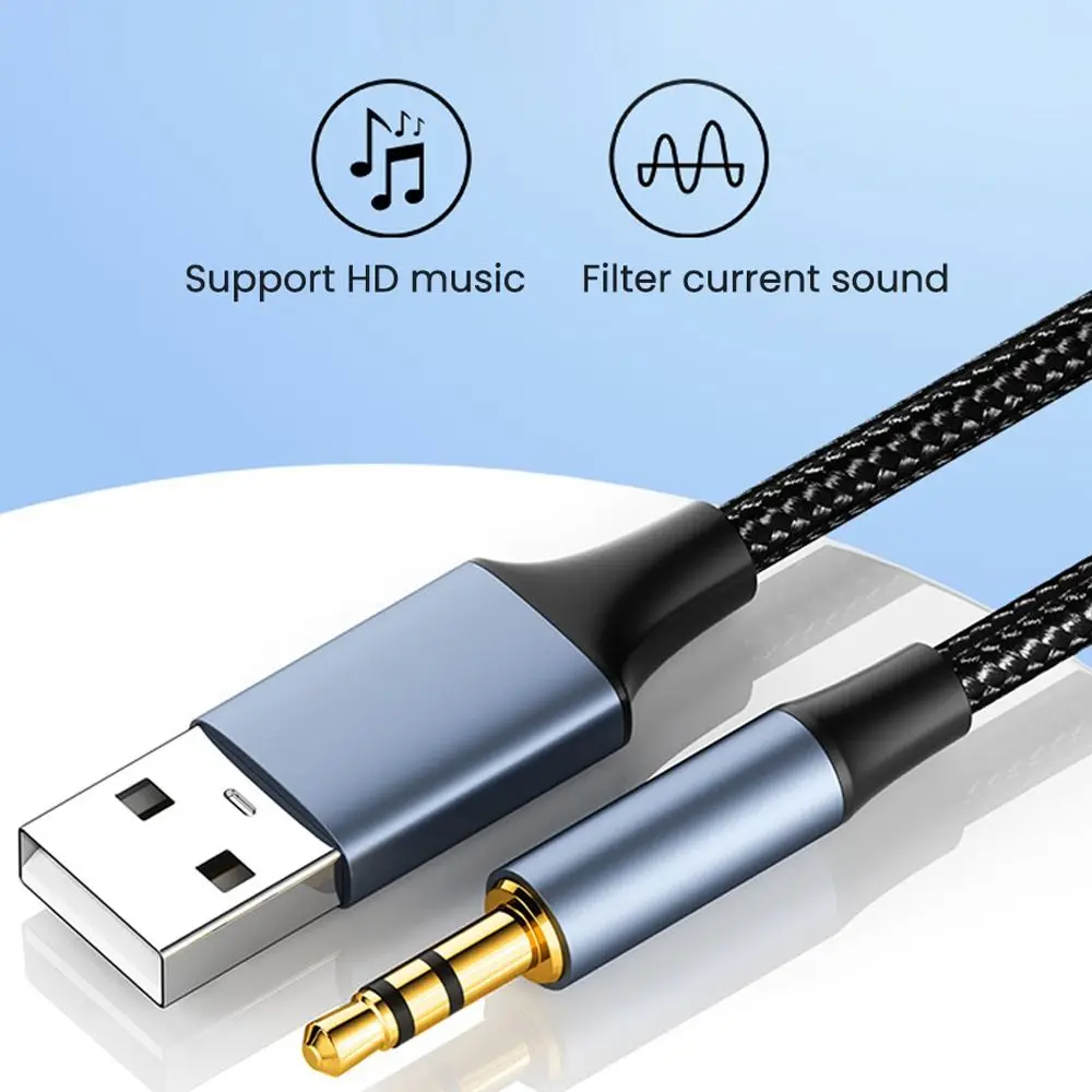 USB to 3.5mm Audio Cable Male to Male Stereo USB A to 3.5 Jack AUX Adapter Wire Headphone Speaker for Laptop PC TV Car