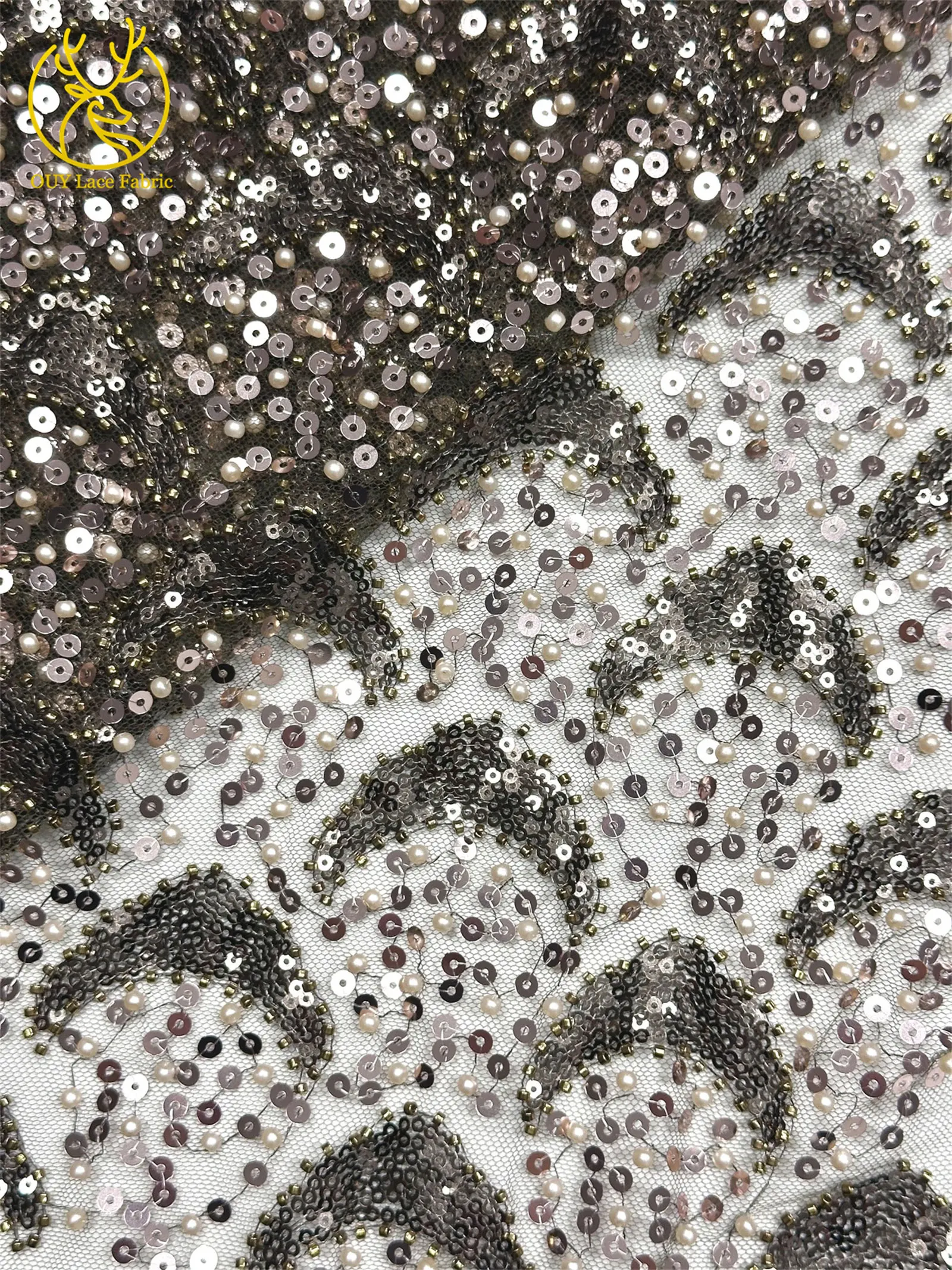 2026 Afrikanischer Pailletten-Spitzenstoff 5 Yards Hochwertiger Nigerianischer Perlen-Tüll-Spitzenstoff Geeignet für Hochzeitskleider-Näharbeiten – Detail 27