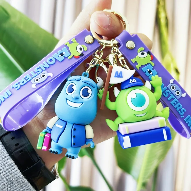 New creative cartoon monster power company keychain shaggy monster monocle chameleon key chain men and women pendant