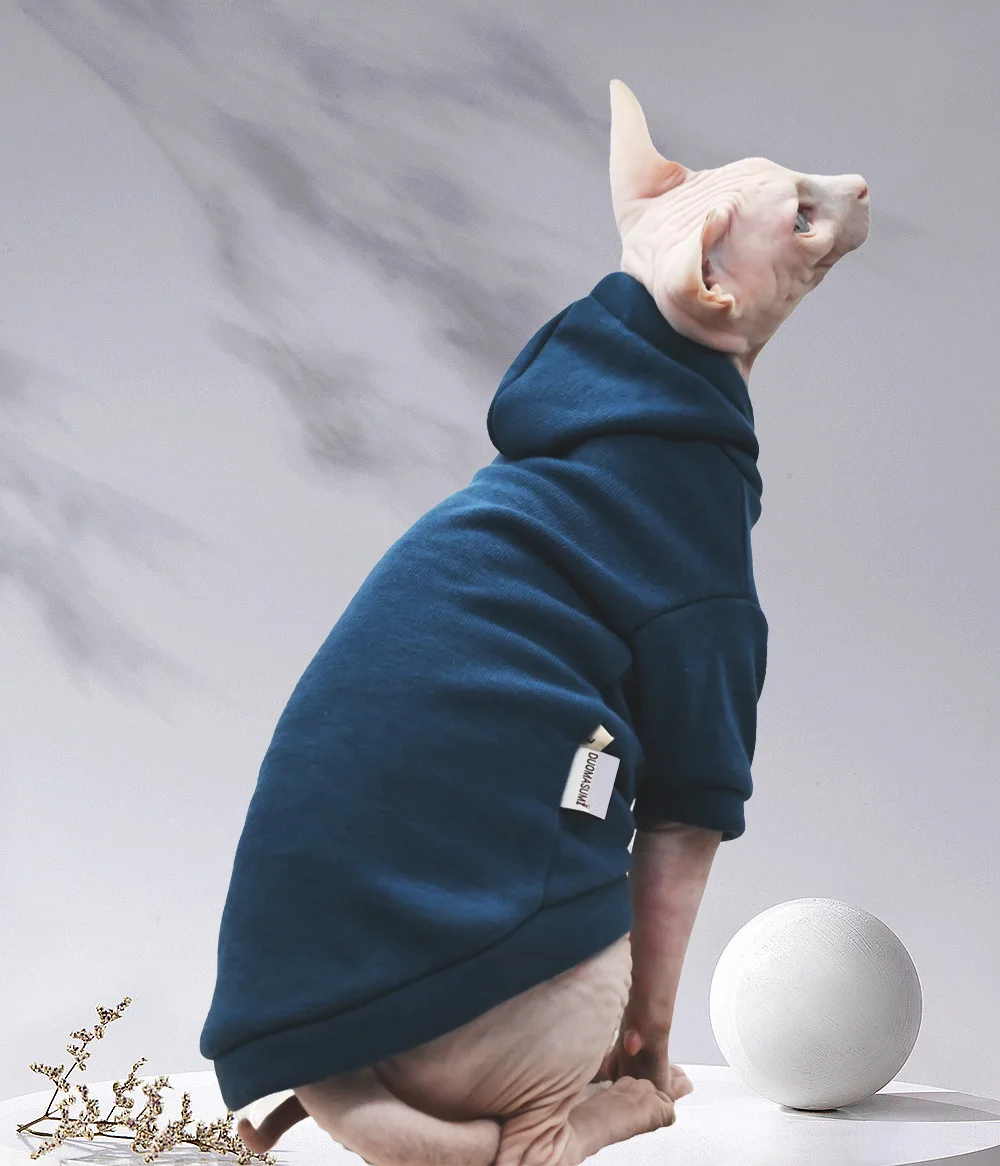 Sphynx Cat Clothes Thick Warm Fleece Winter Hairless Cat Clothes for Devon Rex, Cornish and Small Cats