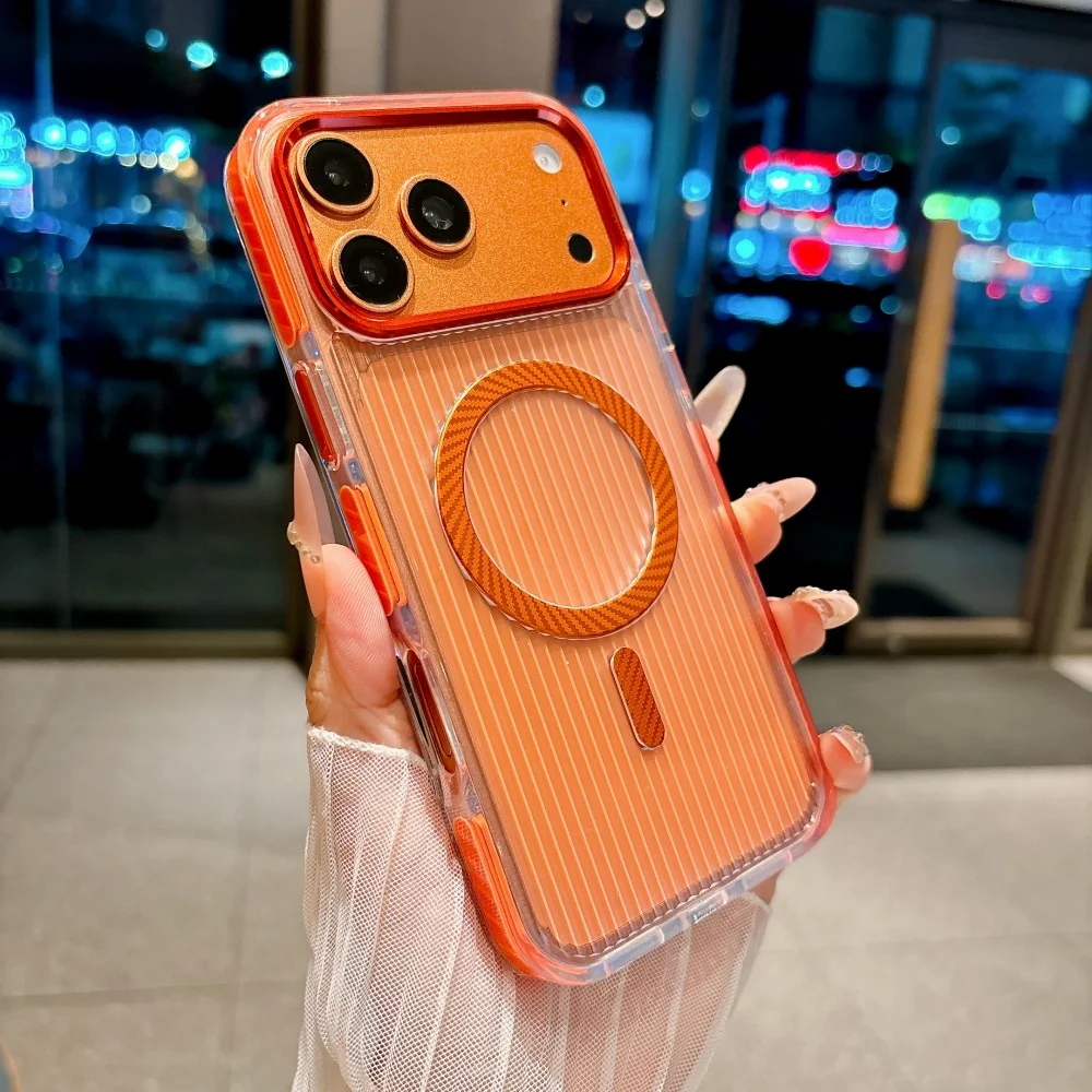 Vertical Stripe For MagSafe Magnetic Phone Case Shockproof Large Camera Window Protective Cover For iPhone 18 Pro 17 16 Pro Max view 2