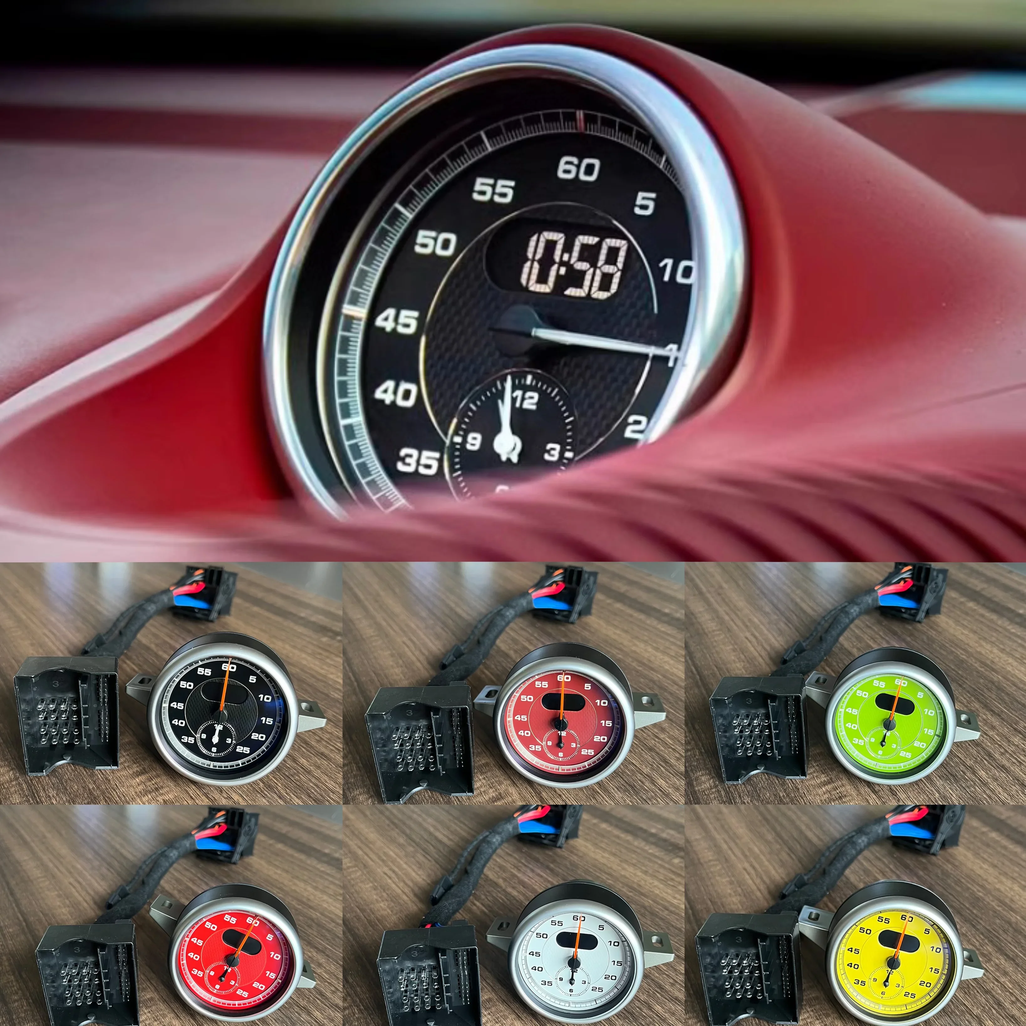 Stopwatch For Porsche Cayenne 958 Macan Panamera Boxster 718 911 Stopwatch Clocks Compass clock Interior Parts car Accessories