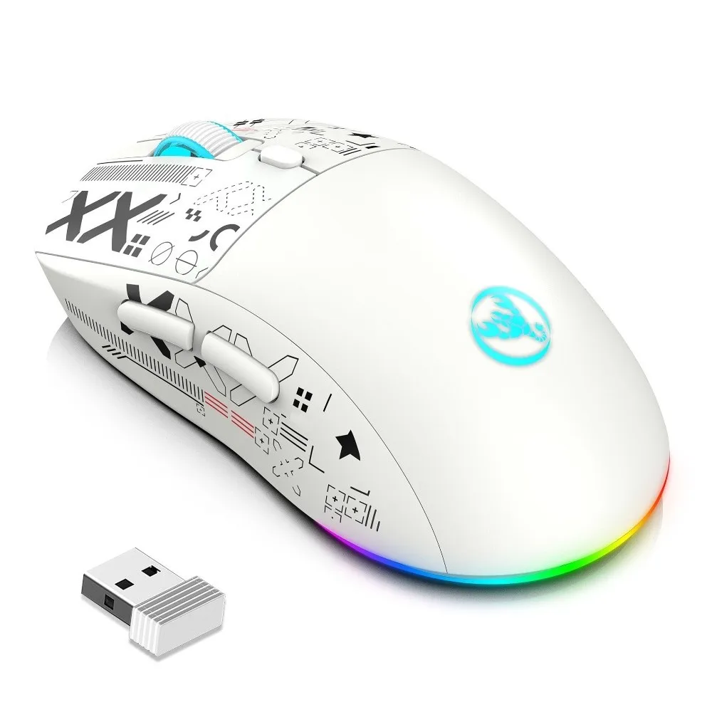 

3-mode Wireless Gaming Mouse Colorful RGB Cool Print Laptop Wireless Mouse Rechargeable Portable Wireless Bluetooth Mouse Laptop