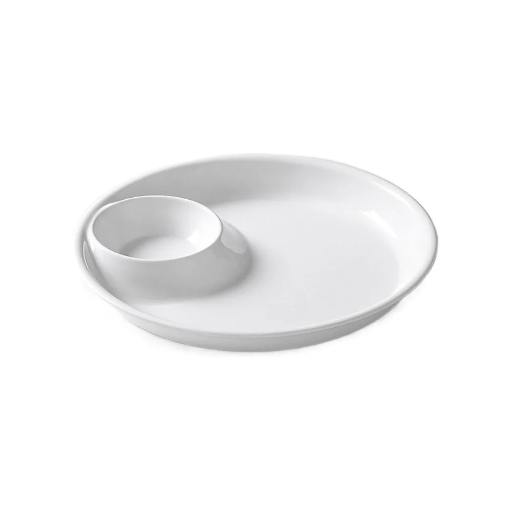 

Melamine Food Serving Tray Imitation Porcelain White Appetizer Plates Drop-proof Divided Snack Serving Platter Salad