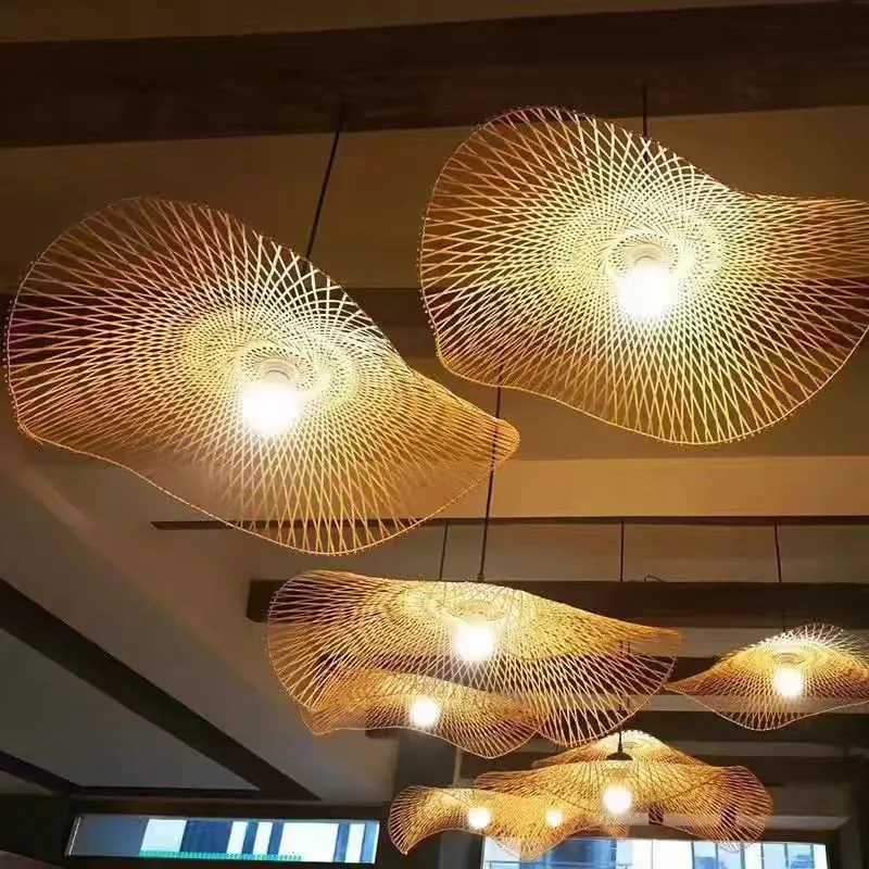 Vintage Handmade rattan pendant lamp Woven chandelier for Dining Room bedroom Restaurant Bamboo Pendant Light