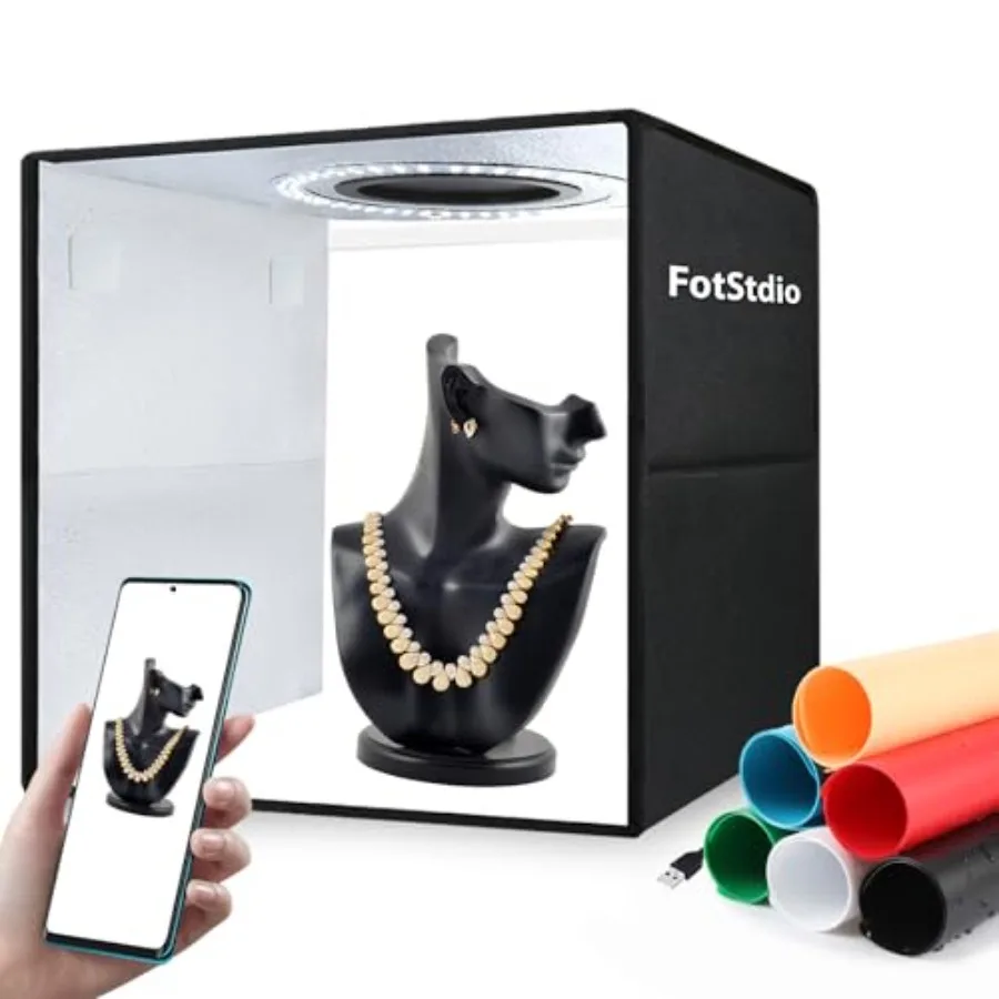 

Портативный фотостудийный набор Light Box и Photo Box 12x12 дюймов с 120 светодиодами и 6 фонами для съемки ювелирных изделий и мелких товаров
