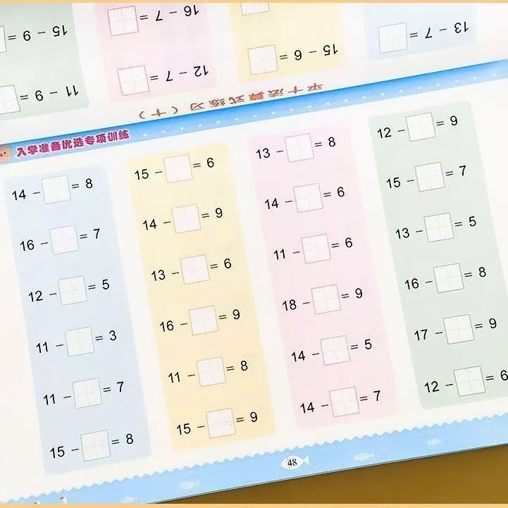62 Pages/Book Addition and Subtraction Children's Learning Mathematics Workbook Handwritten Arithmetic Exercise Books Notebooks