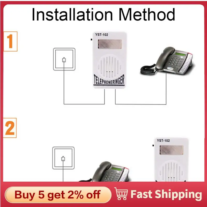 95dB Loud Telephone Ring Amplifier Extra Loud Landline Phone Ringer with Strobe Light Bell Sound Booster for Hard of Hearing Sen