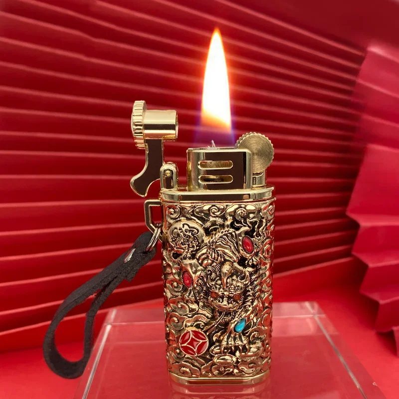 CHIEF Three-dimensional Embossed Pixiu Creative New Retro Old-fashioned Grinding Wheel Kerosene Lighter Men's Gift Cool Gadgets