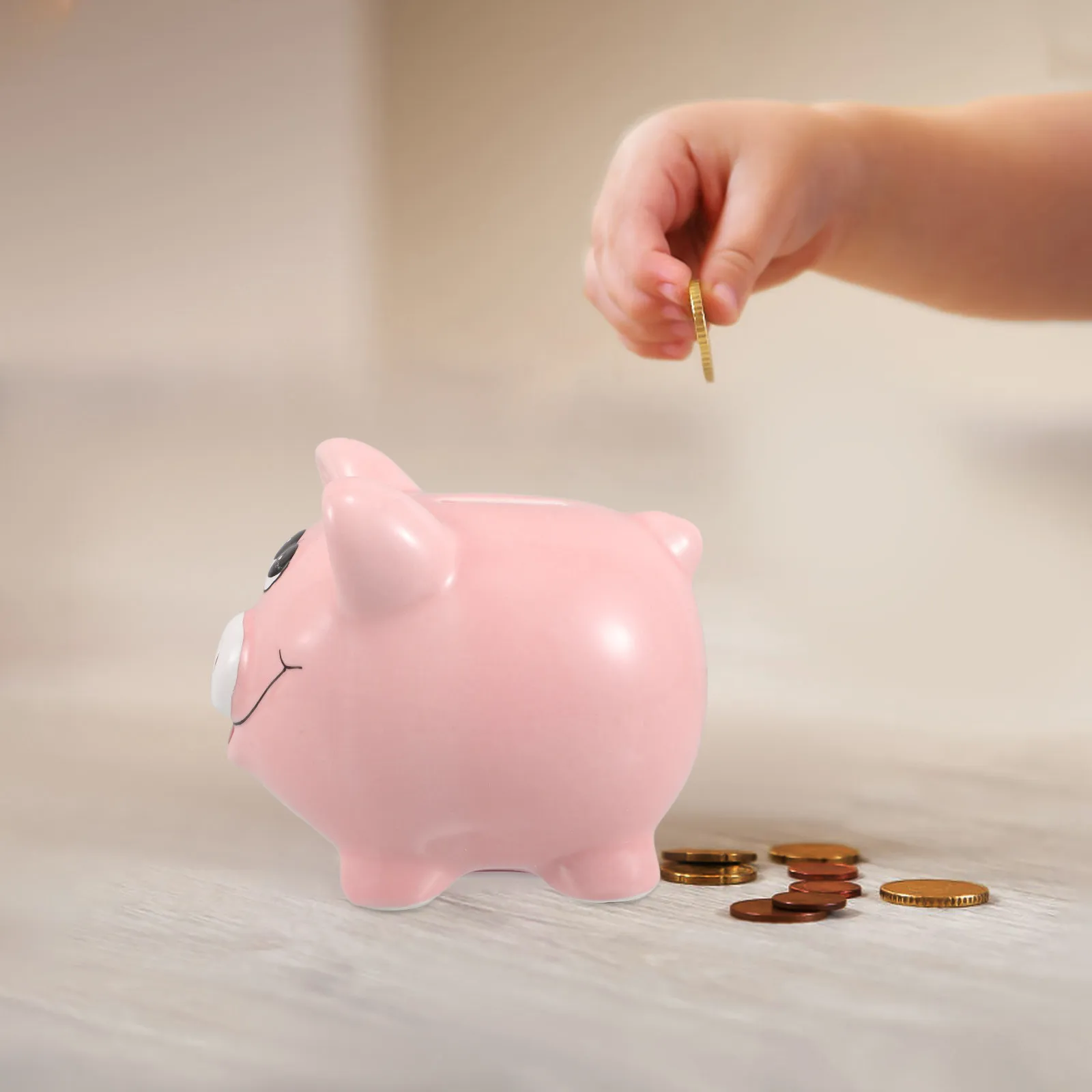 Ceramic Piggy Bank Smooth Finish Pig Shaped Money Pot for Coin Bank Decorative Savings Box Living Space Desk Nursery Decor