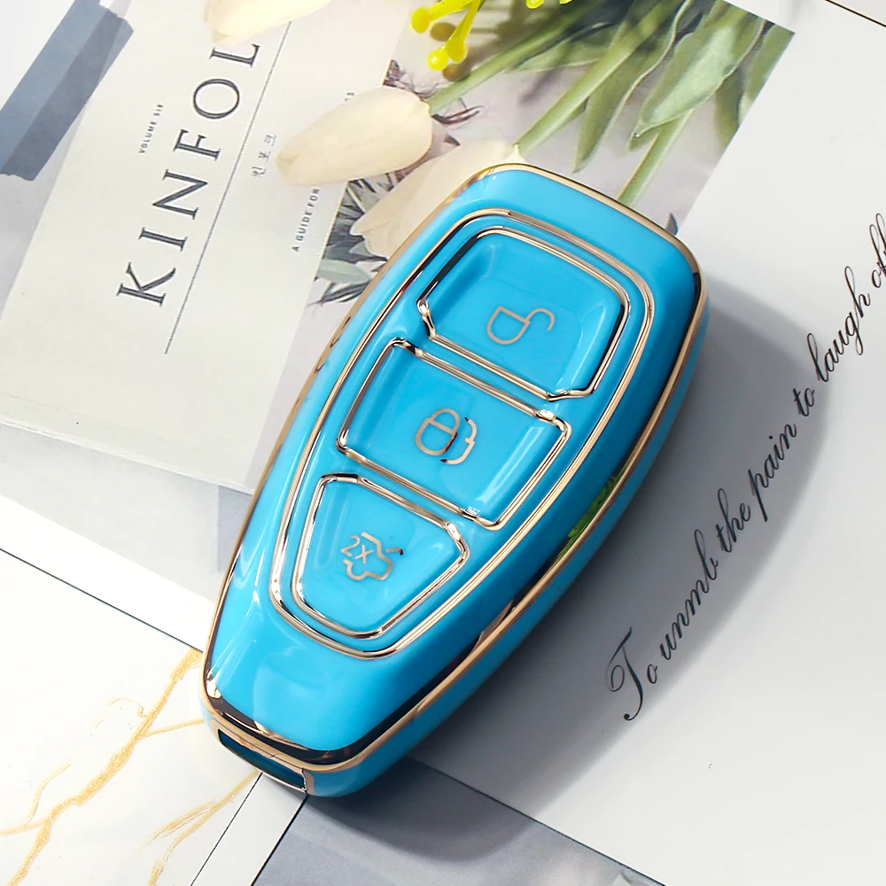 KEYYOU Car Remote Smart Key TPU Case Cover For Ford Fiesta Focus 3 4 Mondeo Ecosport Kuga Focus ST Protector Shell Accessories