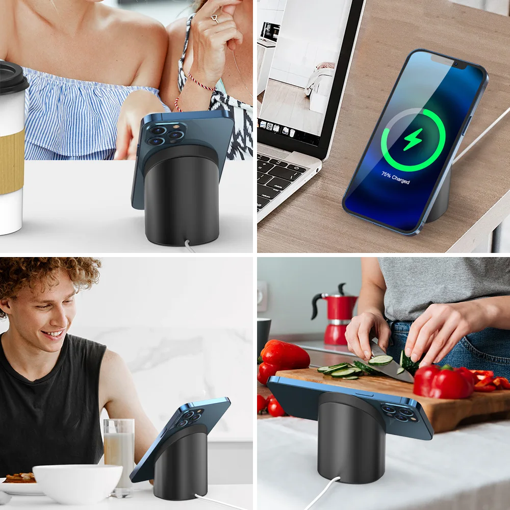 Charging Base Stand Suitable for MagSafe Charging Dock Apple iPhone 12 Magnetic Wireless Charging Aluminum Alloy Storage Bracket