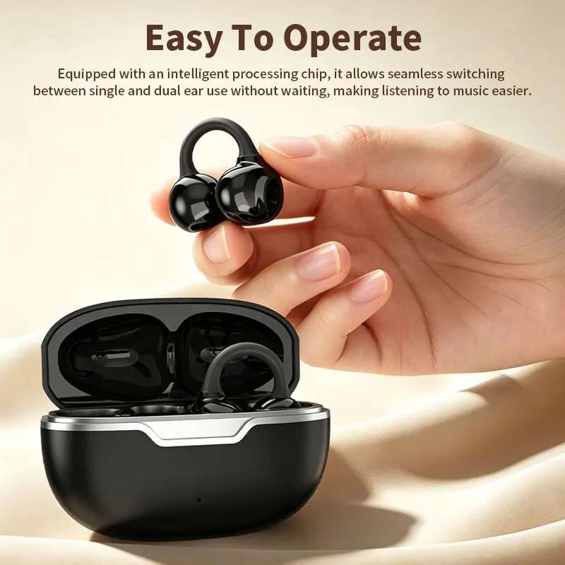 Wireless Open Ear Earclip ENC Earphones Bluetooth HD Call Touch Earphones Suitable Stereo Sound Comfortable Fit Sports Headphone